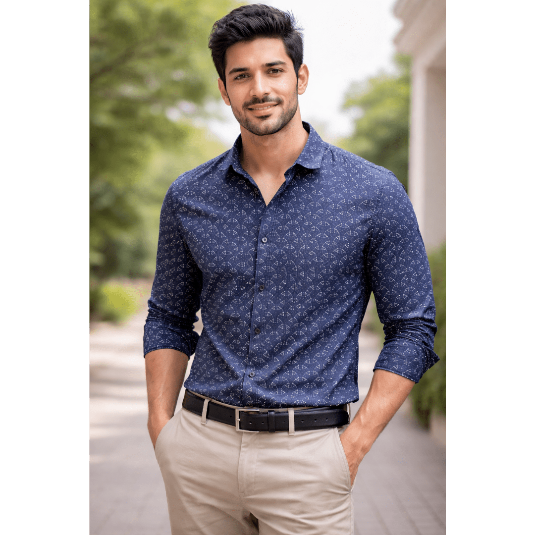 Men's Royal Blue, Relax Fit, Full sleeve, Casual shirt.